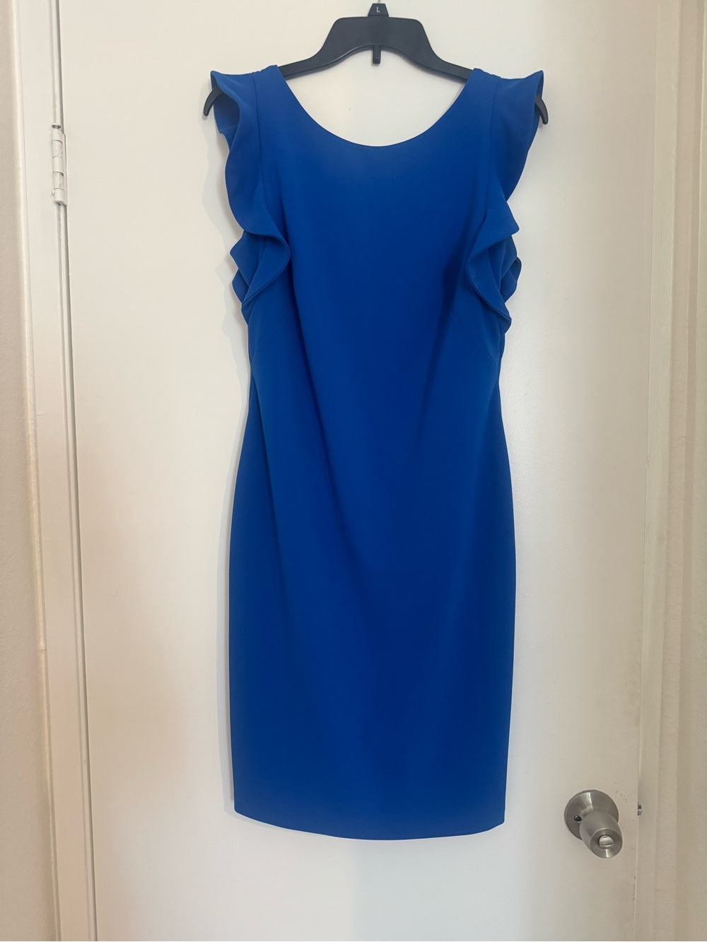 Calvin Klein Royal Blue Ruffle Sleeve Sheath Dress